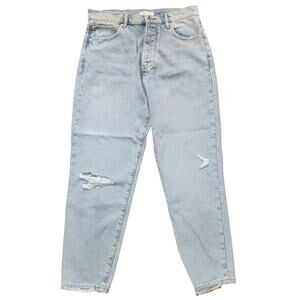 Betro Simone Anthropologie Mom Jeans Size 32 Light Wash Distressed Button Fly